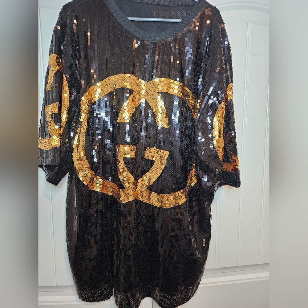 Sequined Mini Shirt Dress - OSFM